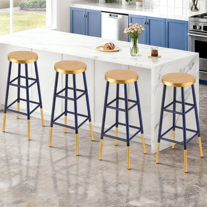 Artiss 4x Bar Stools Metal Gold Navy - Image 7
