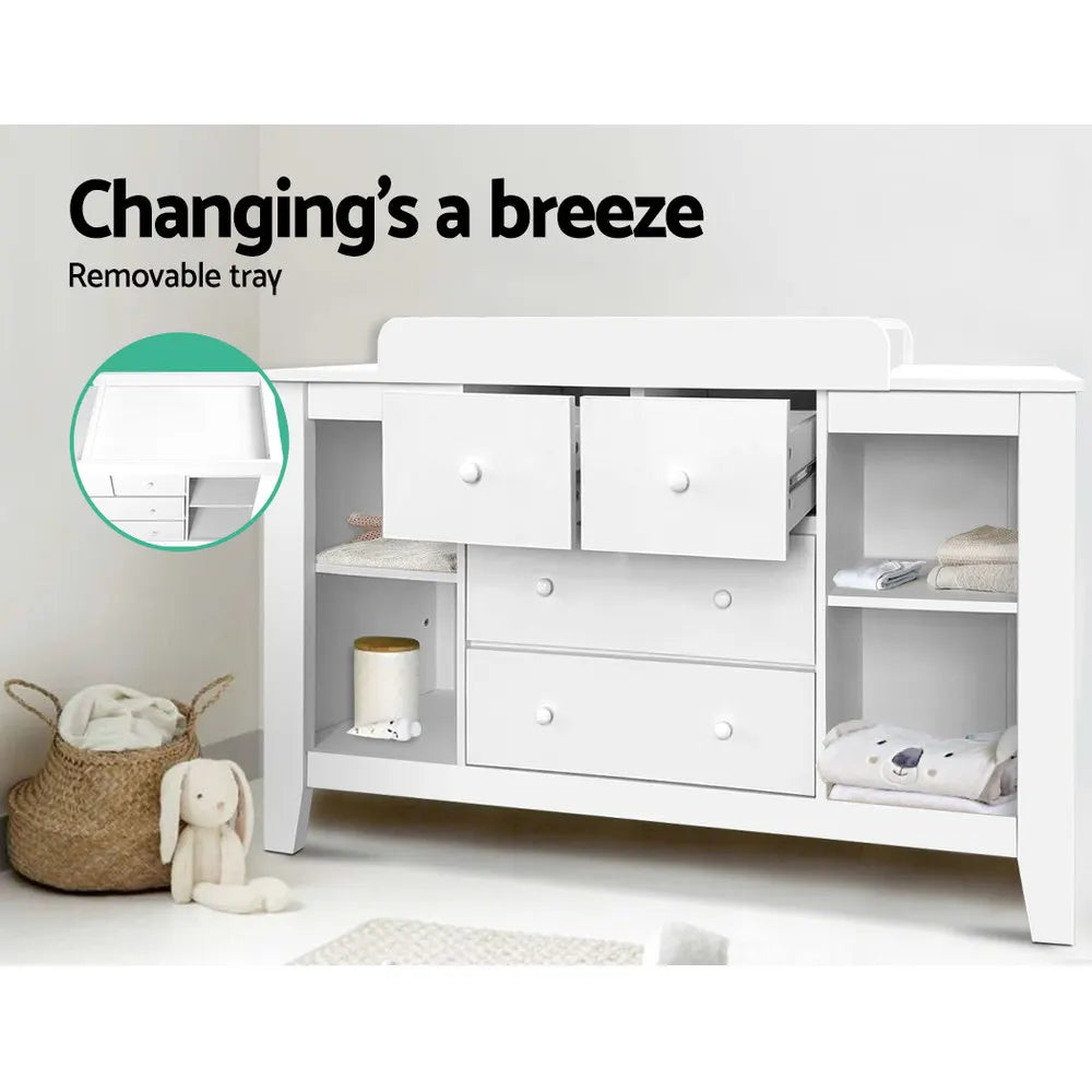 Keezi Baby Changing Table Diaper Station Drawers Chest Cabinet Nursery Furniture - Image 6