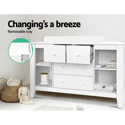 Keezi Baby Changing Table Diaper Station Drawers Chest Cabinet Nursery Furniture - Image 6