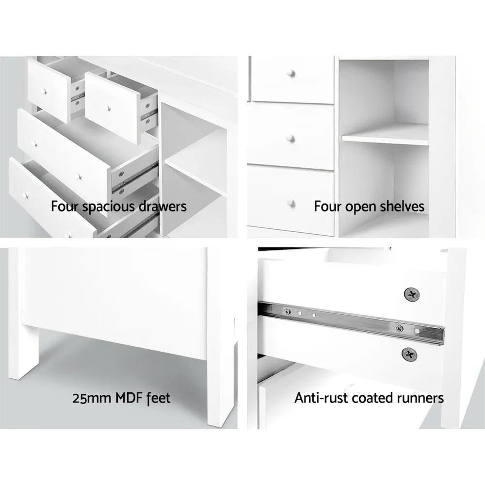 Keezi Baby Changing Table Diaper Station Drawers Chest Cabinet Nursery Furniture - Image 7