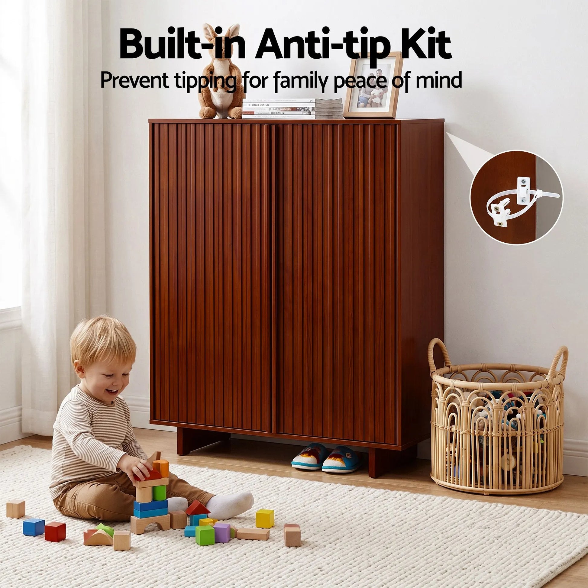 Artiss Shoe Cabinet 5 Tier Storage Organiser w/ Adjustable Shelves Bamboo - Image 7