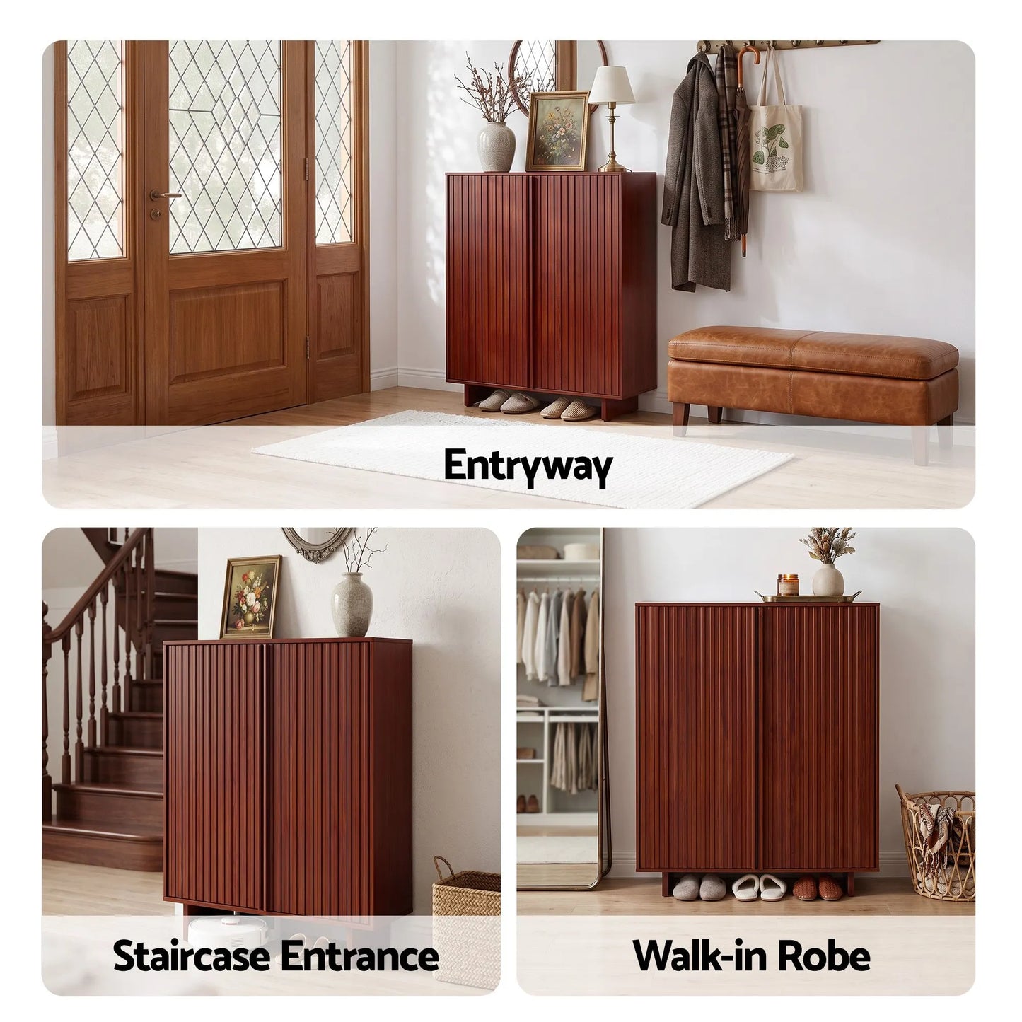 Artiss Shoe Cabinet 5 Tier Storage Organiser w/ Adjustable Shelves Bamboo - Image 9
