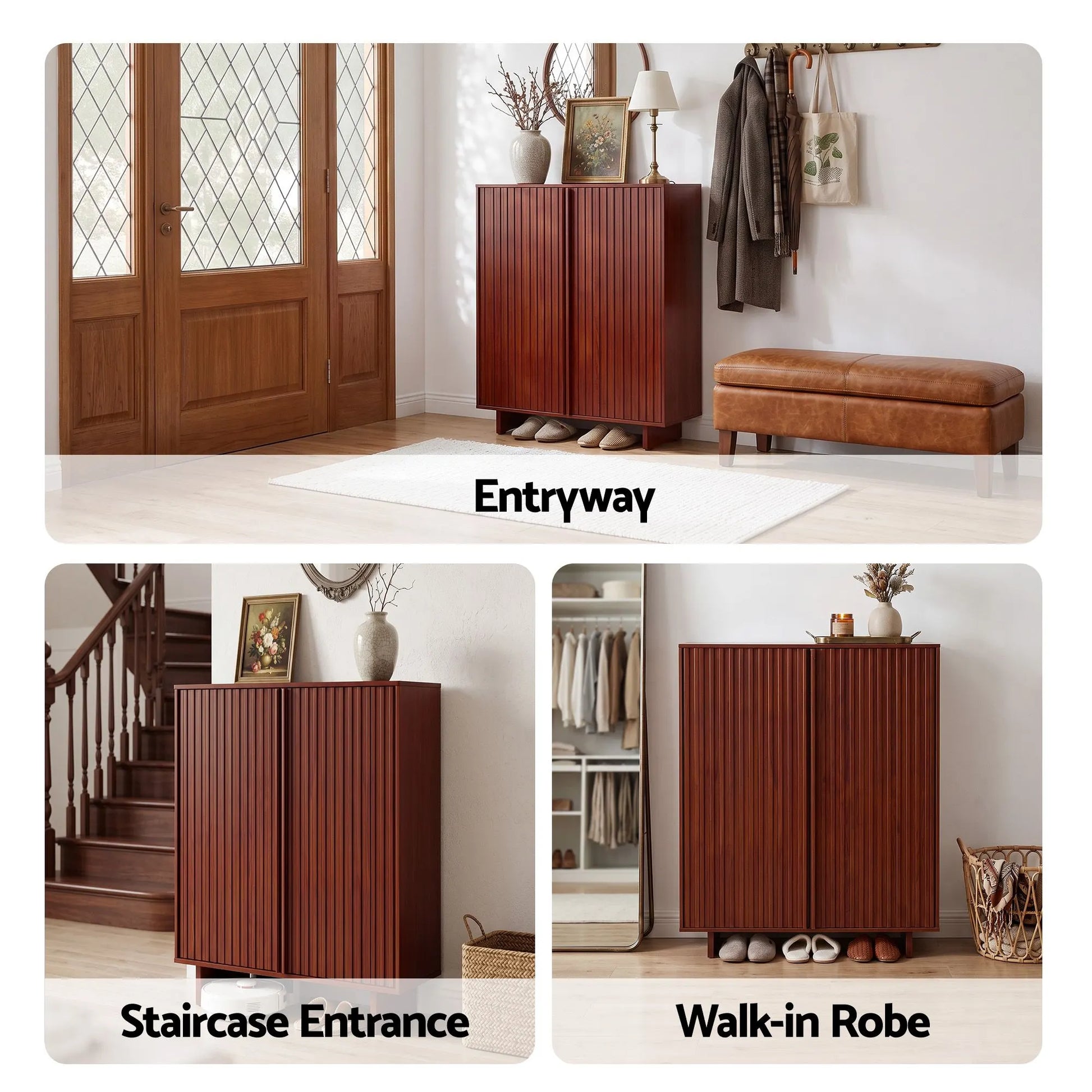 Artiss Shoe Cabinet 5 Tier Storage Organiser w/ Adjustable Shelves Bamboo - Image 9