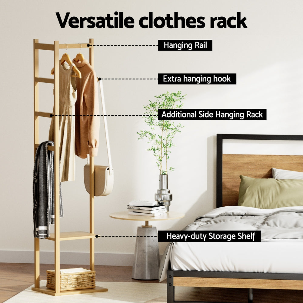 Artiss Clothes Rack Airer Coat Stand Bamboo - Image 5