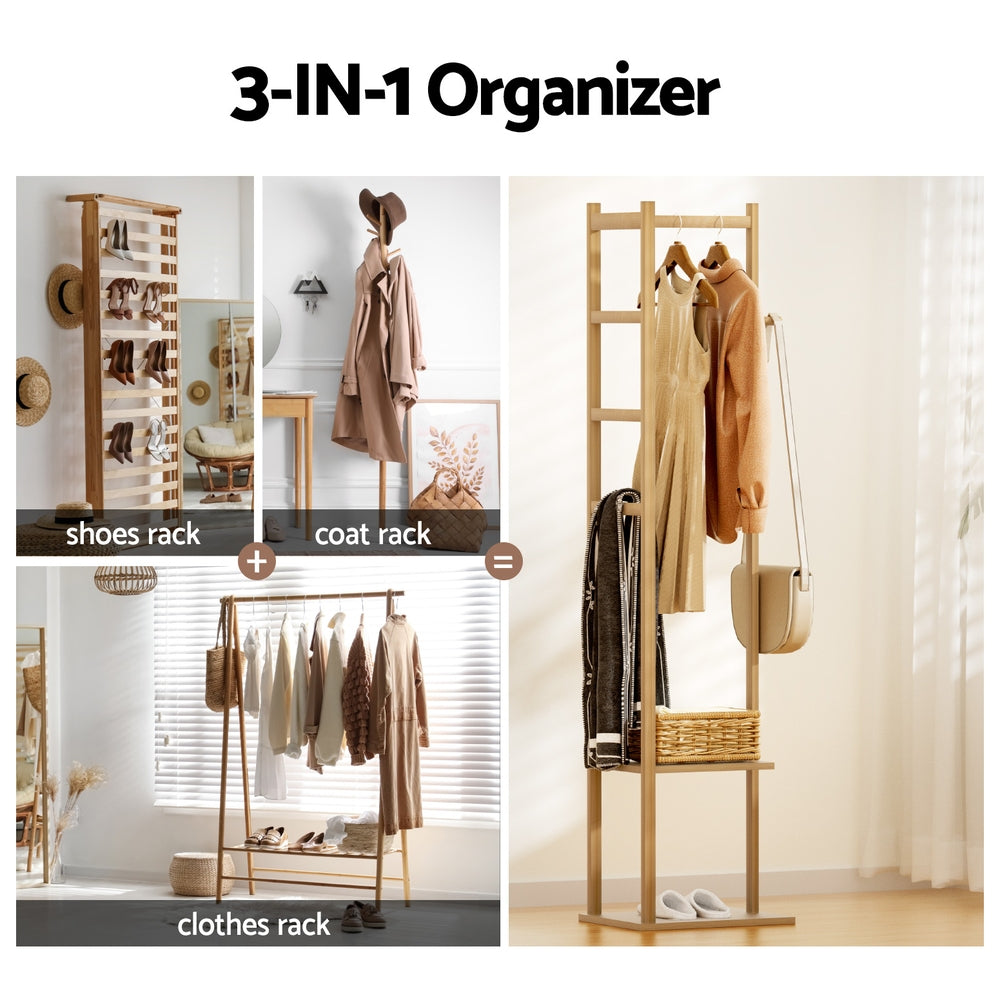 Artiss Clothes Rack Airer Coat Stand Bamboo - Image 7