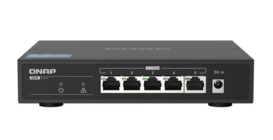 QNAP QSW-1105-5T 5 Port Gigabit Switch, Supports up to 2.5Gbe Connectivity, Plug and play - Backu...