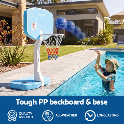 Everfit 2 in 1 Pool Basketball Hoop Volleyball Net Set Water Sports Game Combo Weighted Base Blue - Image 5