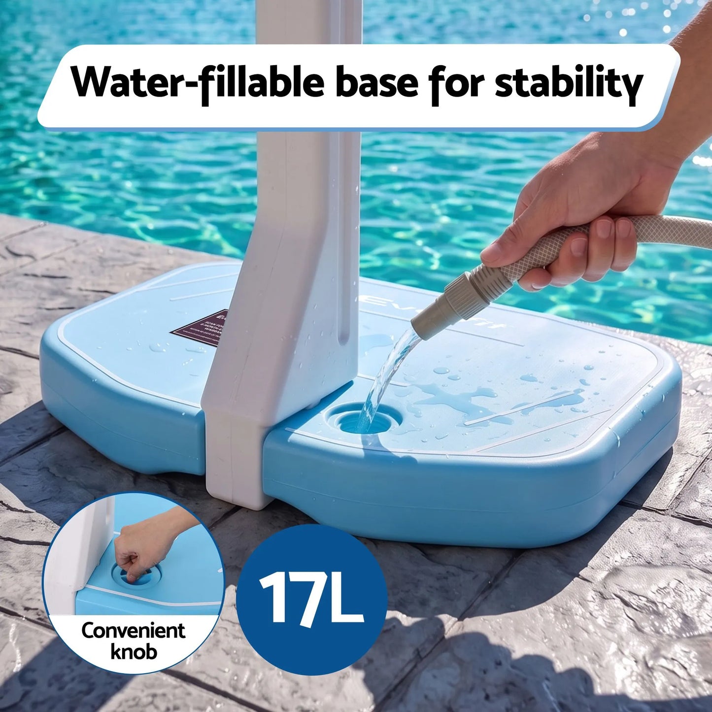 Everfit 2 in 1 Pool Basketball Hoop Volleyball Net Set Water Sports Game Combo Weighted Base Blue - Image 6