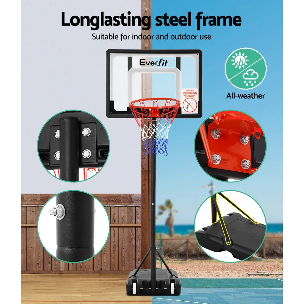 Everfit 2.1M Basketball Hoop Stand System Adjustable Portable Pro Kids Clear - Image 5