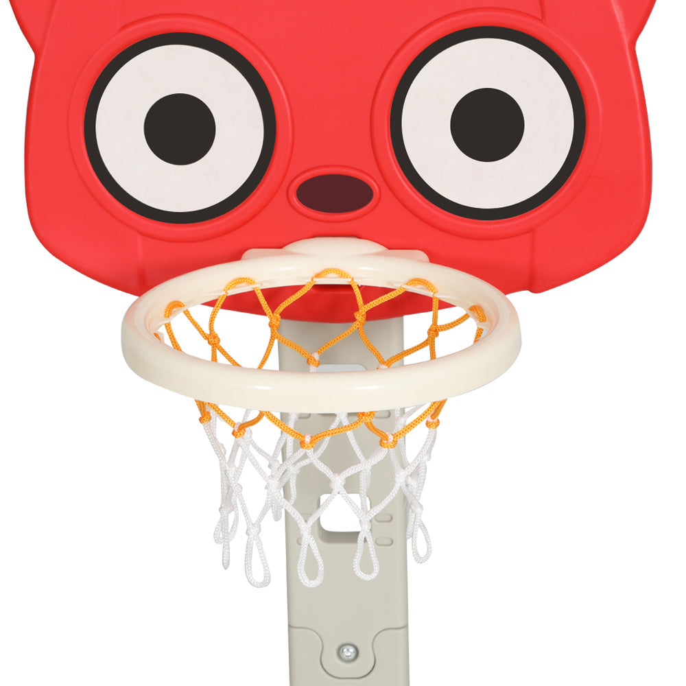 Keezi Kids Basketball Hoop Stand Adjustable 5-in-1 Sports Center Toys Set Red - Image 3