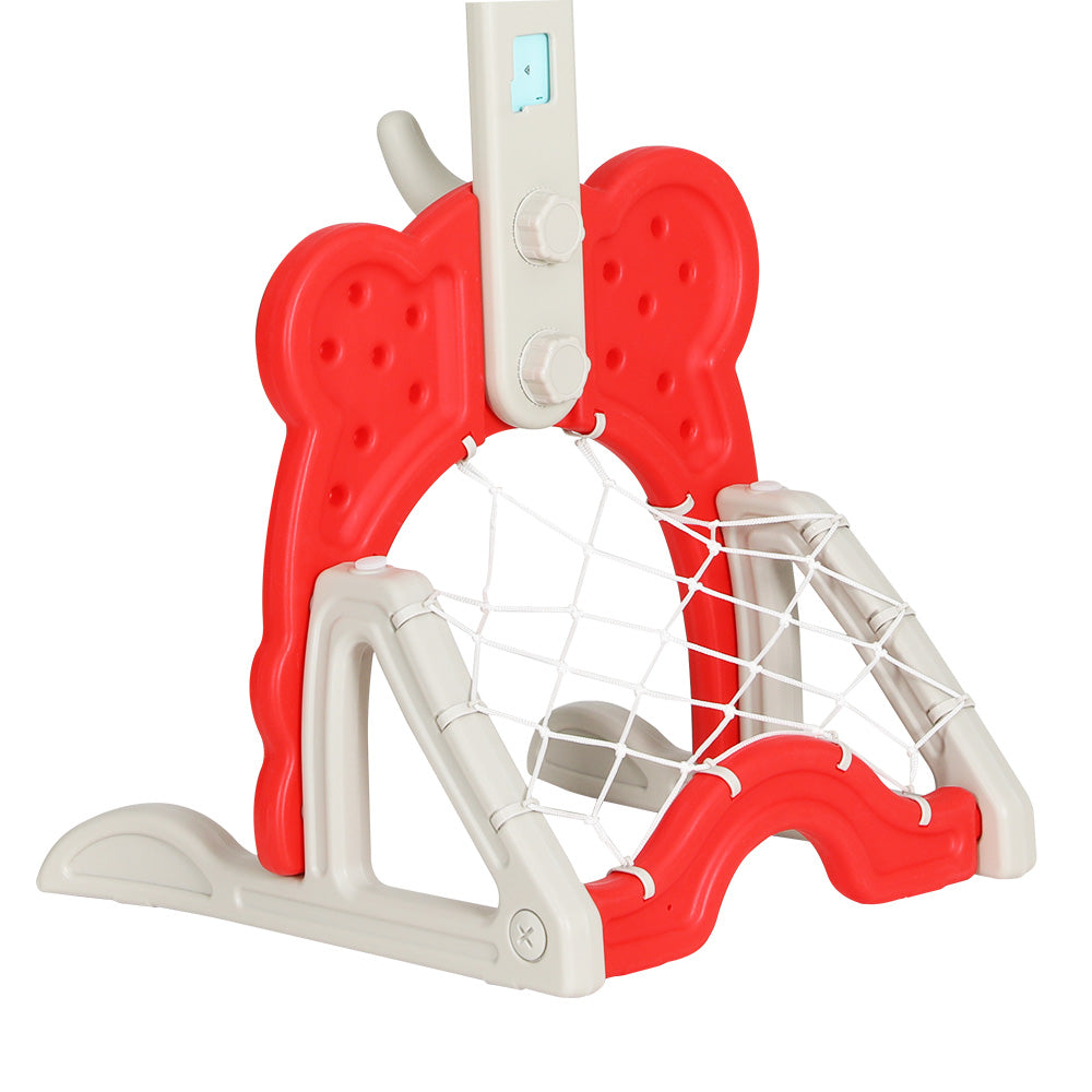 Keezi Kids Basketball Hoop Stand Adjustable 5-in-1 Sports Center Toys Set Red - Image 4