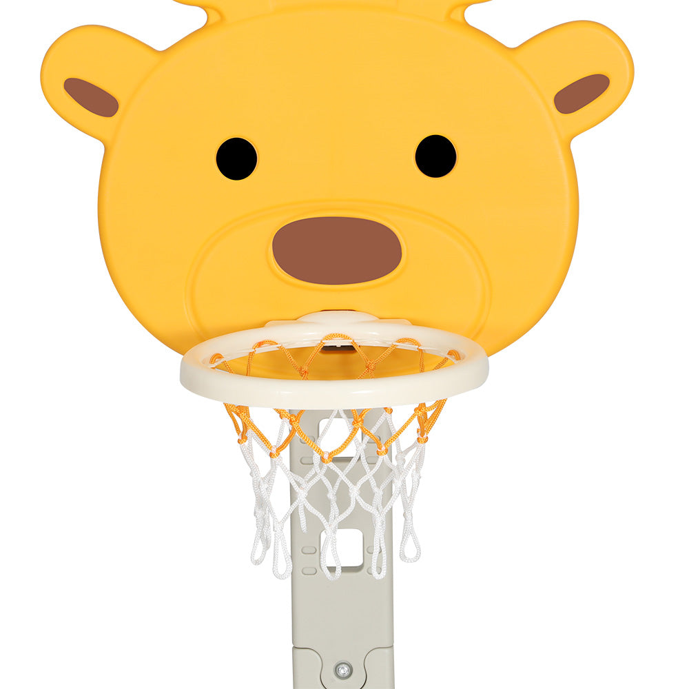 Keezi Kids Basketball Hoop Stand Adjustable 5-in-1 Sports Center Toys Set Yellow - Image 3