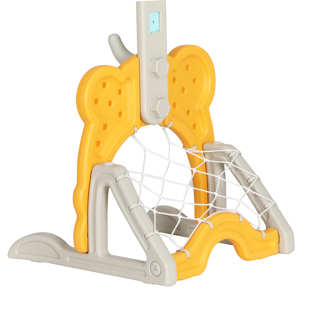 Keezi Kids Basketball Hoop Stand Adjustable 5-in-1 Sports Center Toys Set Yellow - Image 4