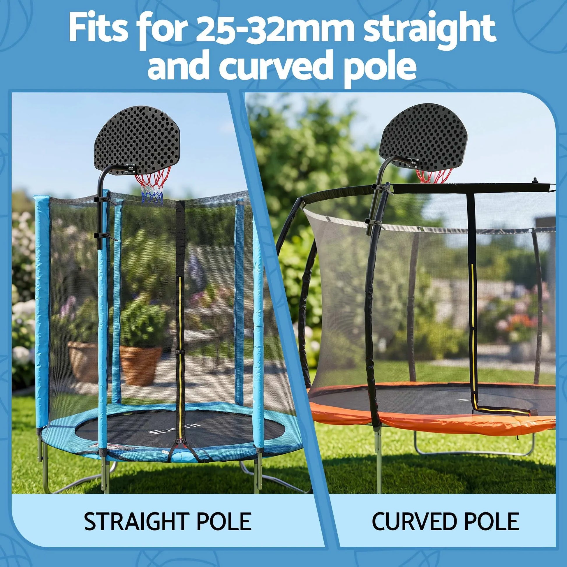 Everfit Kids Basketball Hoop with Ball and Pump Fit for Trampoline 25mm-32mm Poles Black - Image 4