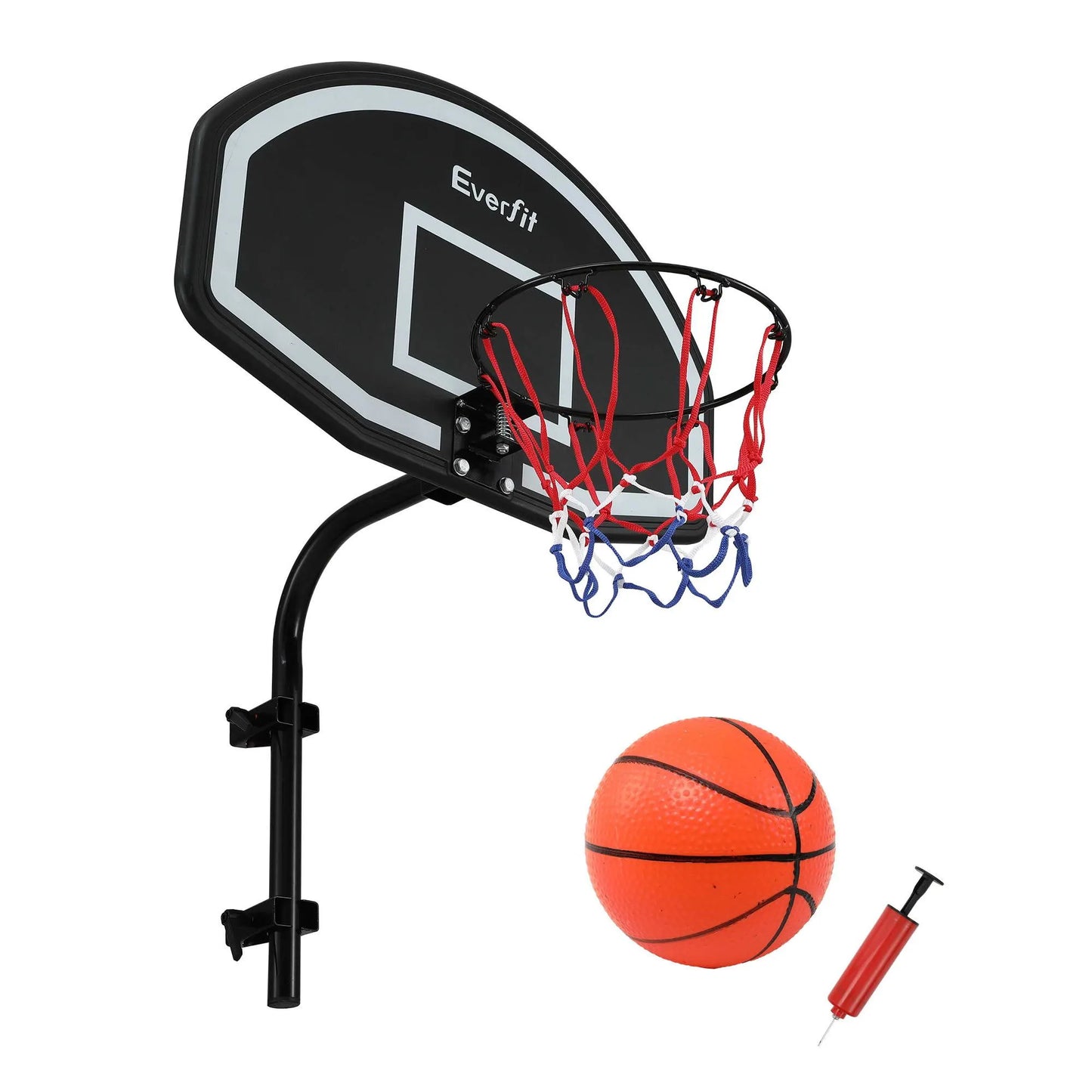 Everfit Kids Basketball Hoop with Ball and Pump Fit for Trampoline 25mm-32mm Poles Black - Image 8