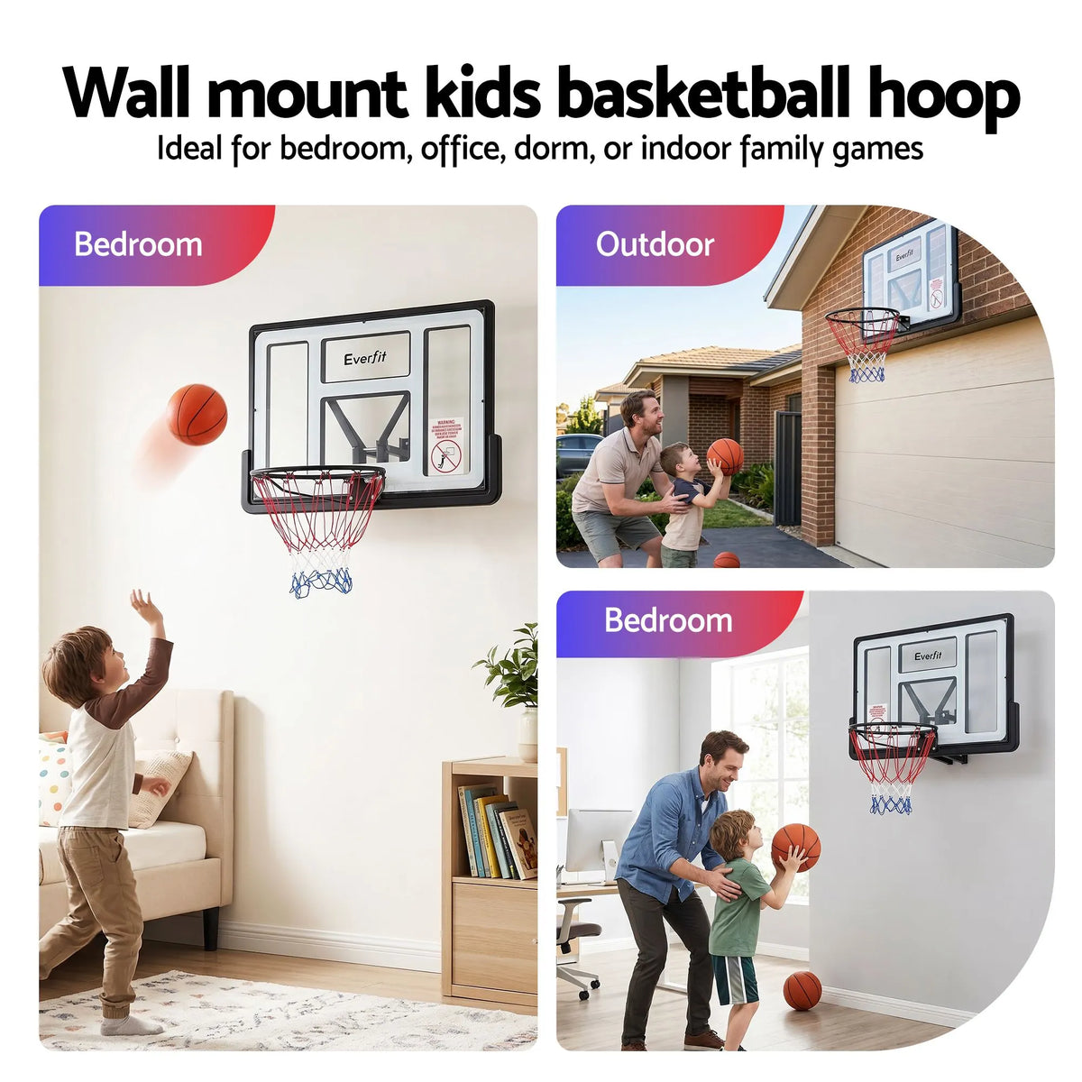 Everfit 43-Inch Wall Mount Kids Basketball Hoop Backboard Outdoor Sports - Image 6