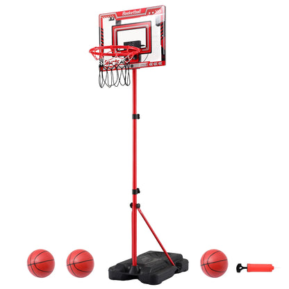 Everfit 2 in 1 Kids Basketball Hoop Adjustable Stand Over Door Scoreboard Red - Image 2