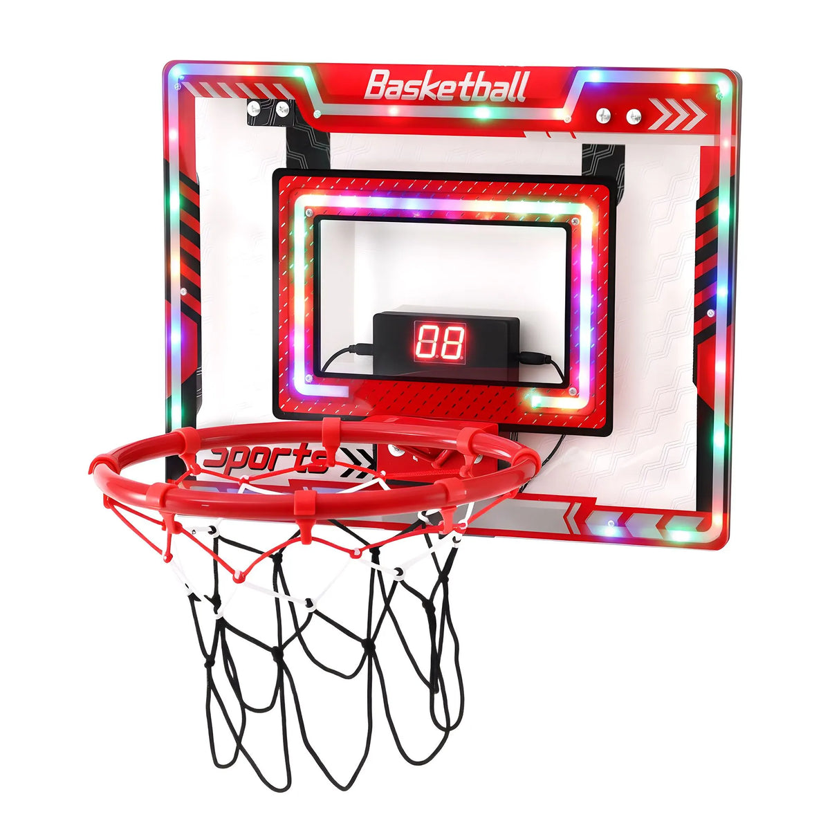 Everfit 2 in 1 Kids Basketball Hoop Adjustable Stand Over Door Scoreboard Red - Image 4