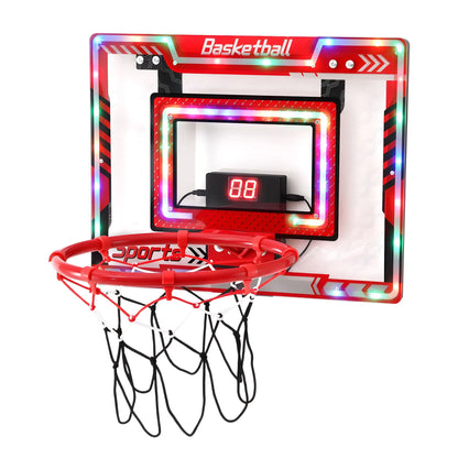 Everfit 2 in 1 Kids Basketball Hoop Adjustable Stand Over Door Scoreboard Red - Image 4