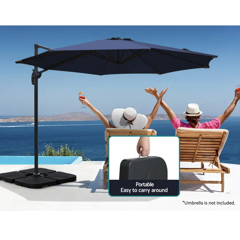 Instahut Outdoor Umbrella Base 50cm 4 Plates Stand Pod Cantilever - Image 5