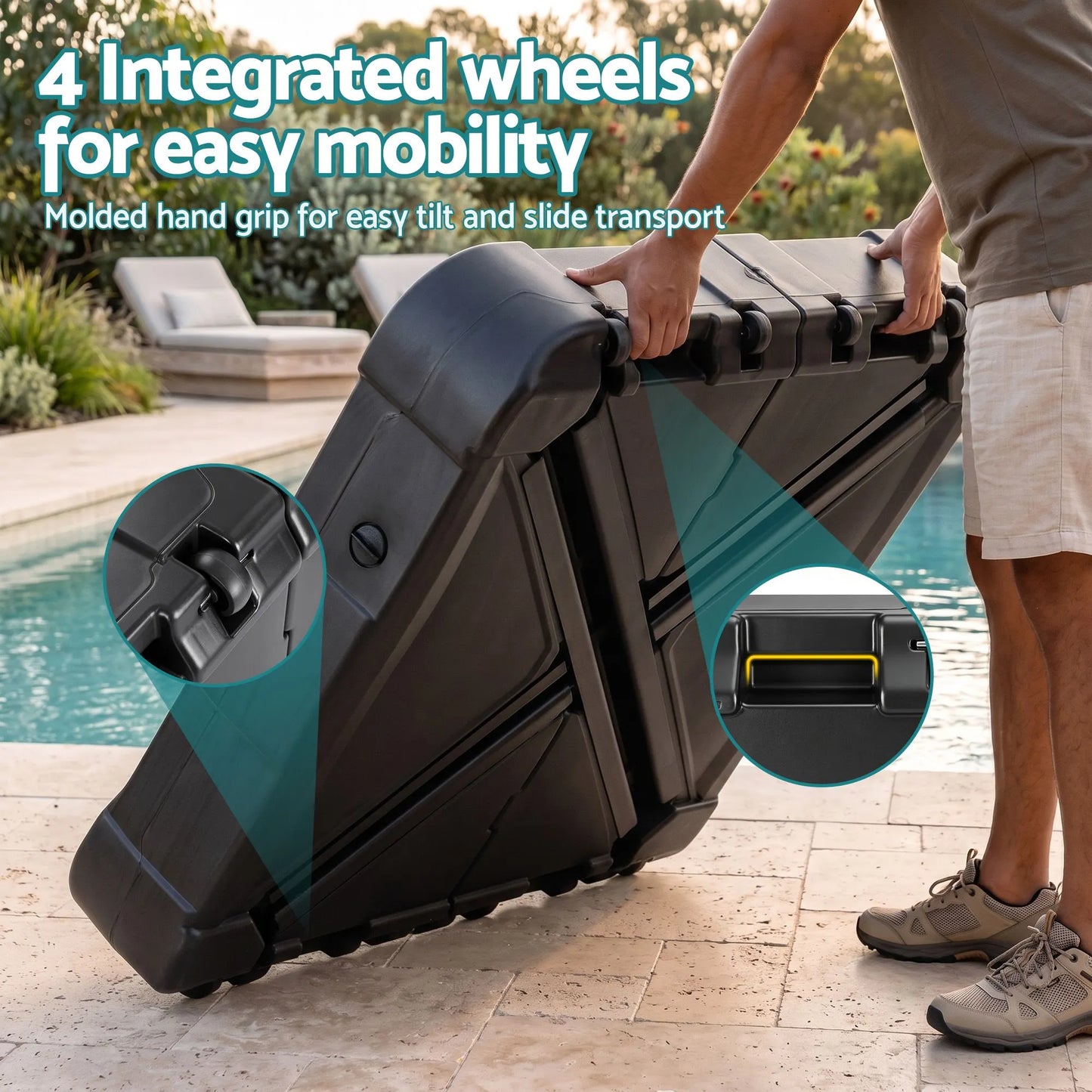 Instahut Outdoor Umbrella Base 2 Fillable 60kg Cantilever Umbrella Base with Wheels 84cm - Image 6