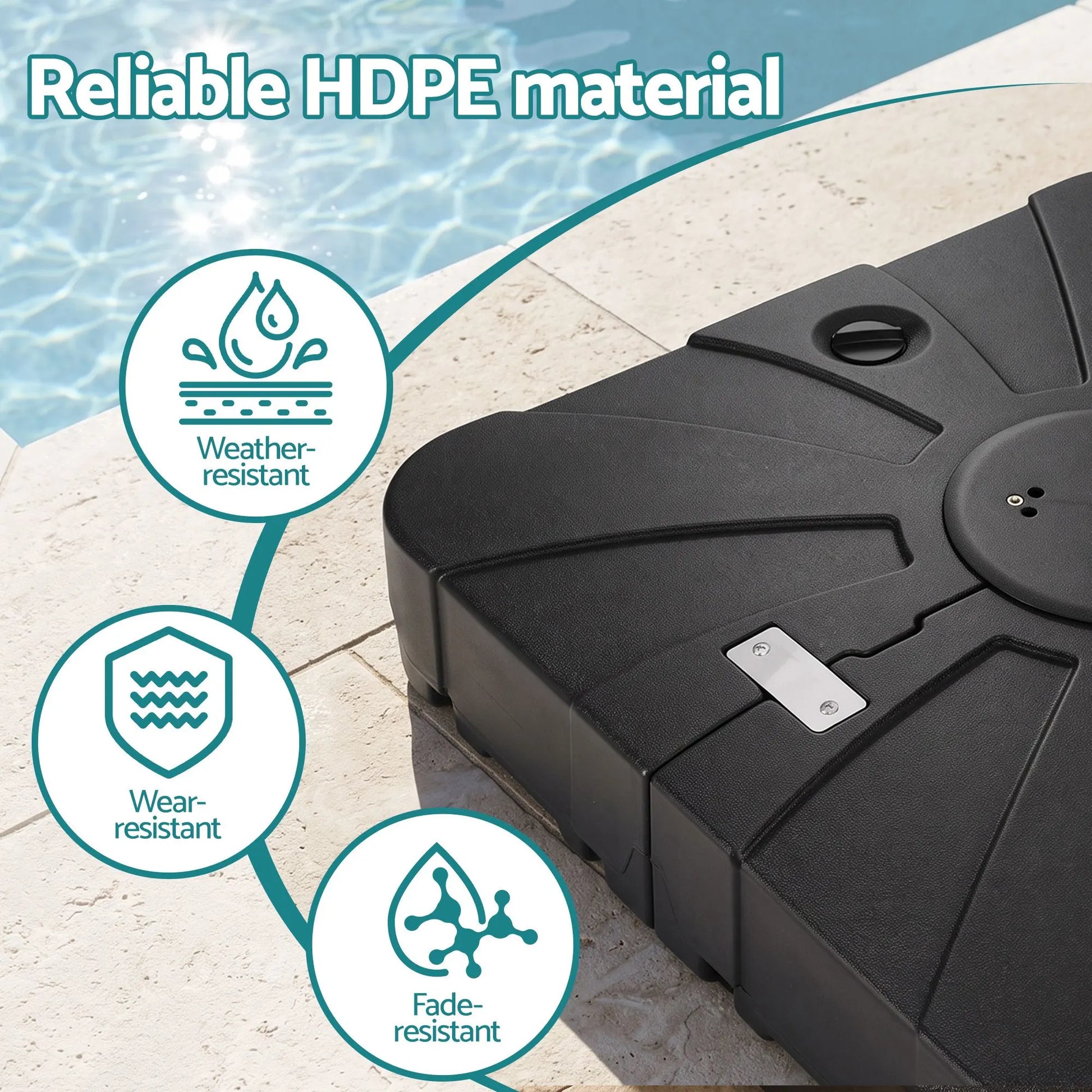 Instahut Outdoor Umbrella Base 2 Fillable 60kg Cantilever Umbrella Base with Wheels 84cm - Image 7