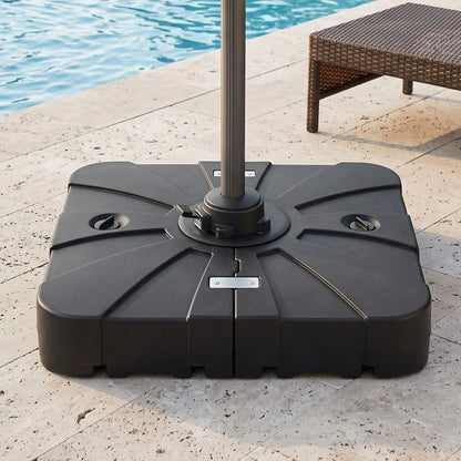 Instahut Outdoor Umbrella Base 2 Fillable 60kg Cantilever Umbrella Base with Wheels 84cm - Image 8