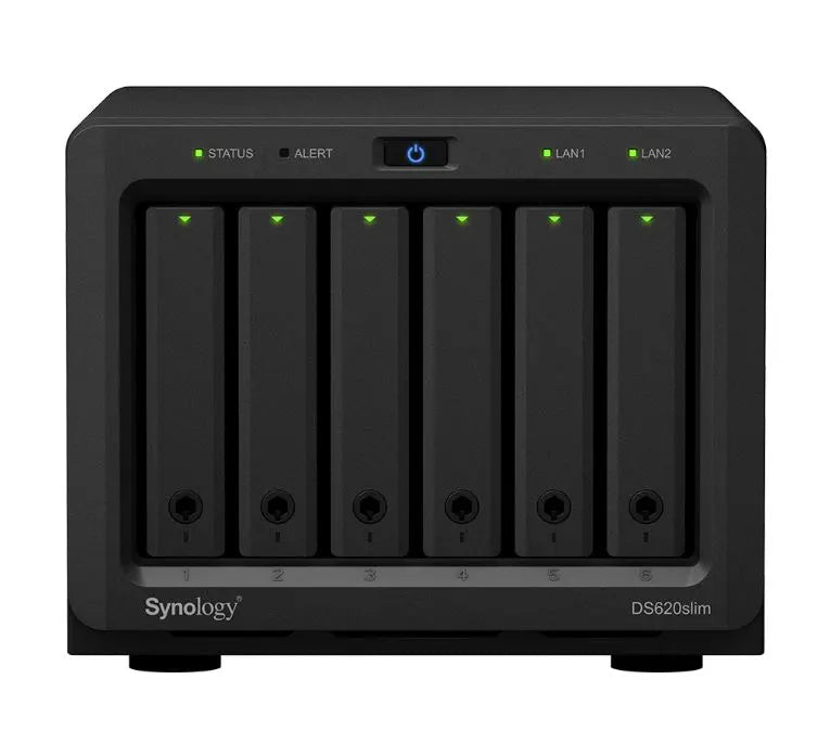 Synology DiskStation DS620 slim 6 Bay NAS Intel Celeron J3355  2-core 2.0 2GB DDR3L non-ECC SODIM...