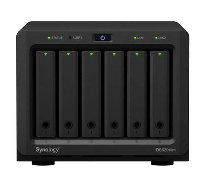 Synology DiskStation DS620 slim 6 Bay NAS Intel Celeron J3355  2-core 2.0 2GB DDR3L non-ECC SODIM...