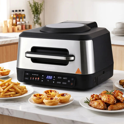 Devanti 5-in-1 Electric BBQ Grill Air Fryer, 2200W 8L Smart Thermometer