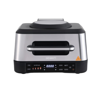 Devanti 5-in-1 Electric BBQ Grill Air Fryer, 2200W 8L Smart Thermometer - Image 3