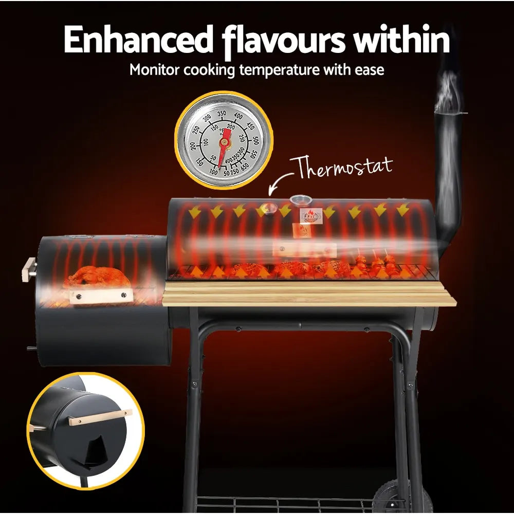 Grillz BBQ Grill 2-In-1 Offset Charcoal Smoker - Image 5