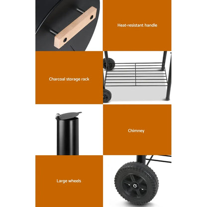 Grillz BBQ Grill 2-In-1 Offset Charcoal Smoker - Image 6