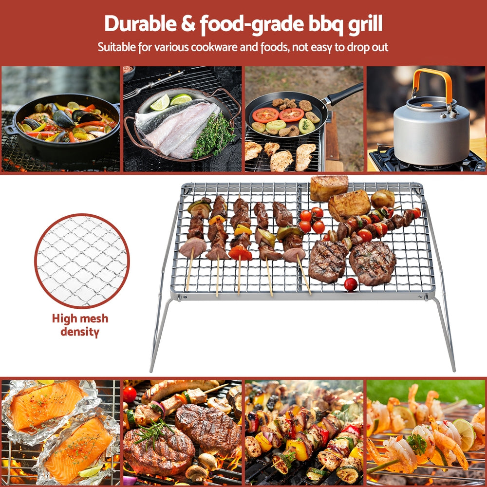 Grillz Portable BBQ Grill Charcoal Smoker Foldable Camping Outdoor - Image 5