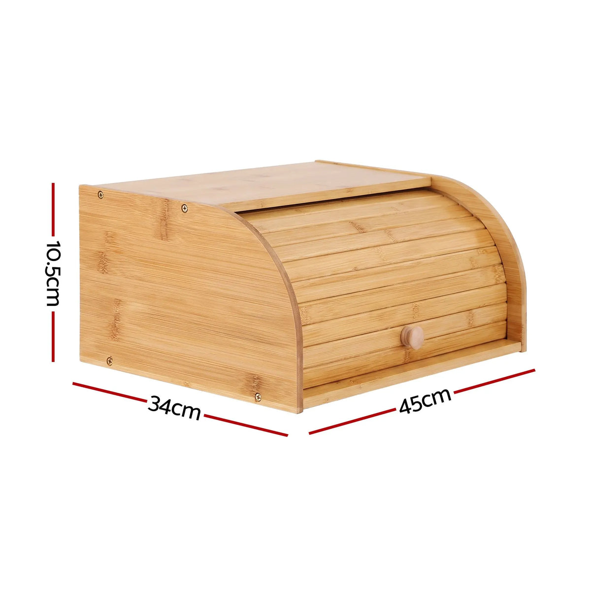 Artiss Bamboo Bread Box Bin Roll Top Kitchen Countertop Storage 45cm Natural - Image 2
