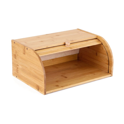 Artiss Bamboo Bread Box Bin Roll Top Kitchen Countertop Storage 45cm Natural - Image 9