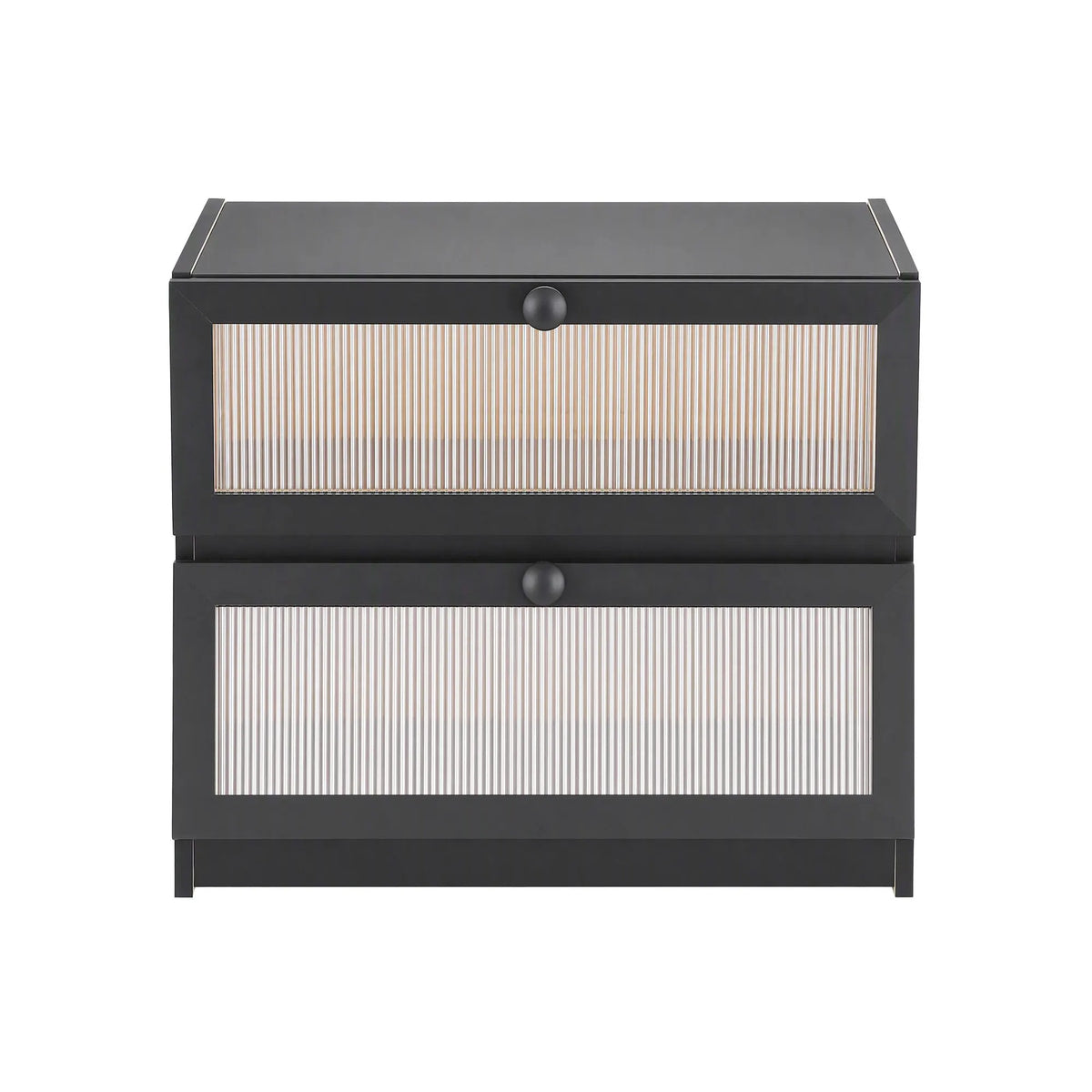 Artiss Bamboo Bread Box 2-Tier Kitchen Countertop Storage 40cm Black - Image 3