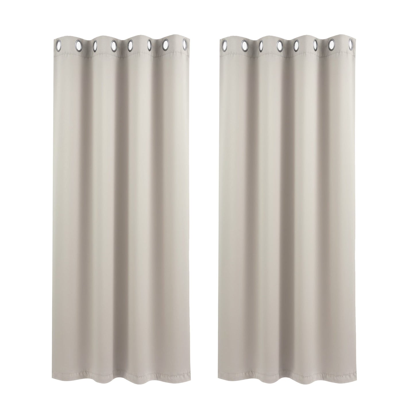 Artiss Blockout Curtains 2X 132x160cm Thermal Insulated Eyelet Drapes Beige - Image 2