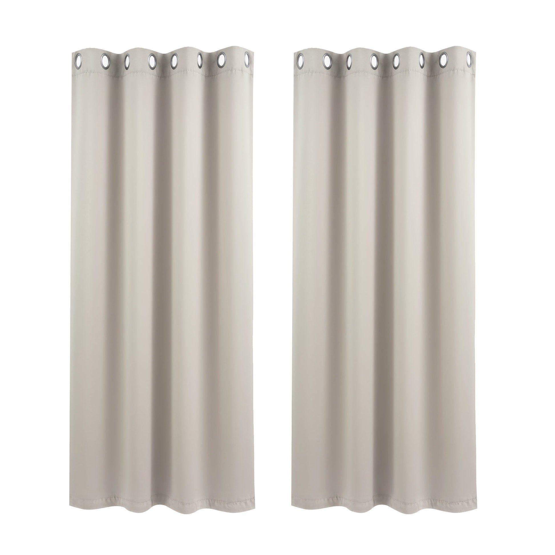 Artiss Blockout Curtains 2X 132x160cm Thermal Insulated Eyelet Drapes Beige - Image 2