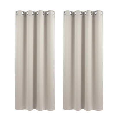 Artiss Blockout Curtains 2X 132x160cm Thermal Insulated Eyelet Drapes Beige - Image 2
