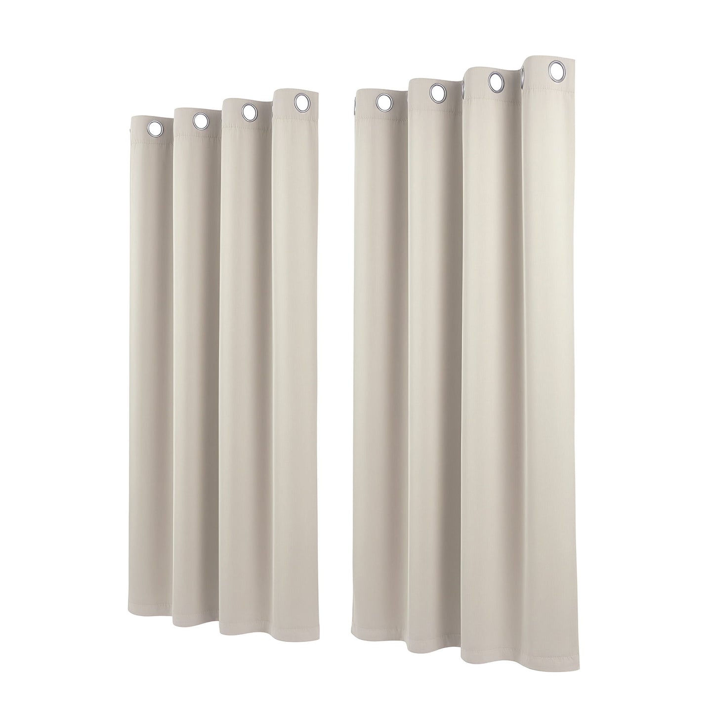Artiss Blockout Curtains 2X 132x160cm Thermal Insulated Eyelet Drapes Beige - Image 4