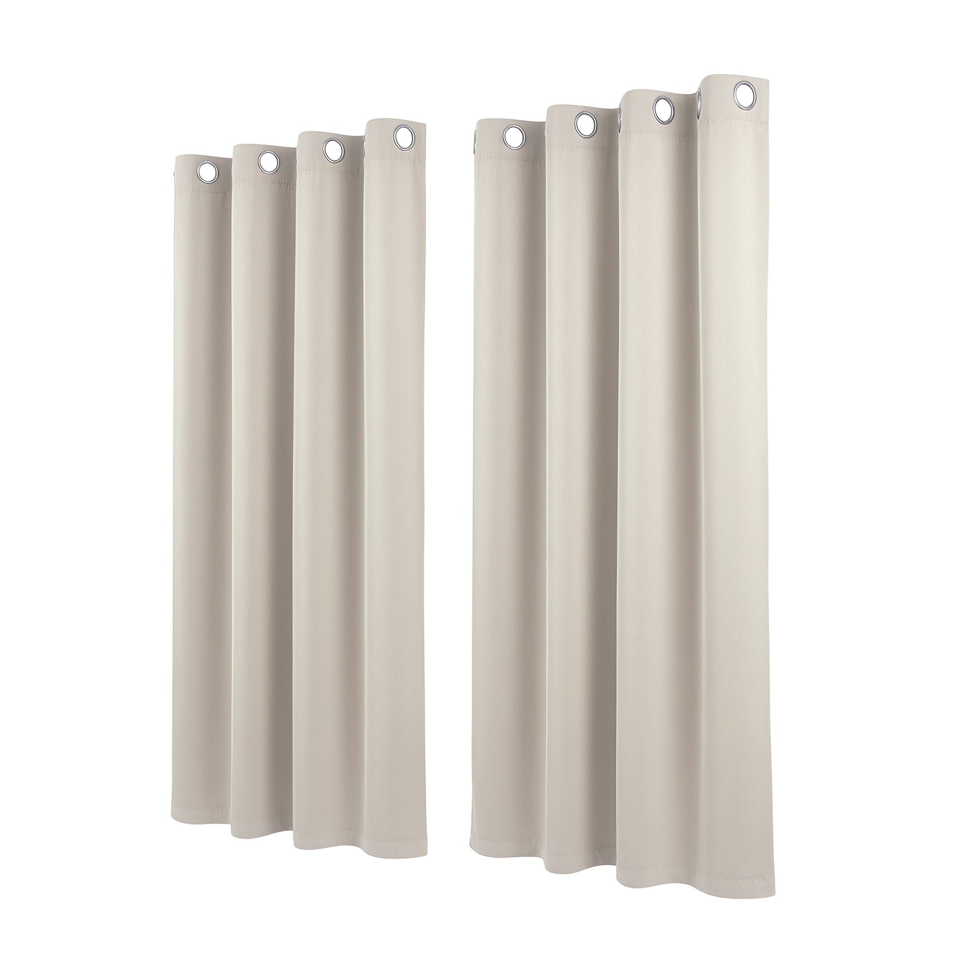 Artiss Blockout Curtains 2X 132x160cm Thermal Insulated Eyelet Drapes Beige - Image 4