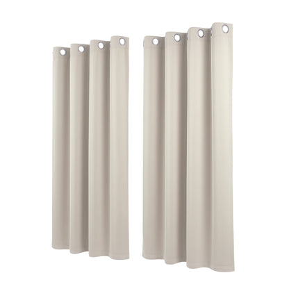 Artiss Blockout Curtains 2X 132x160cm Thermal Insulated Eyelet Drapes Beige - Image 4