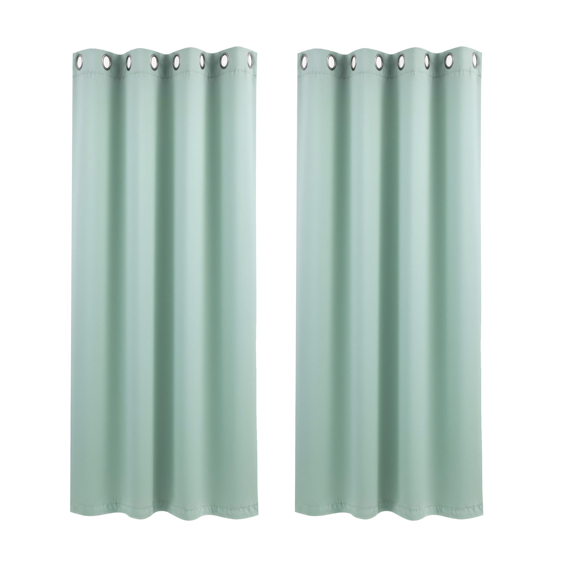Artiss Blockout Curtains 2X 132x160cm Thermal Insulated Eyelet Drapes Green - Image 2
