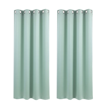 Artiss Blockout Curtains 2X 132x160cm Thermal Insulated Eyelet Drapes Green - Image 2