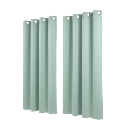 Artiss Blockout Curtains 2X 132x160cm Thermal Insulated Eyelet Drapes Green - Image 4