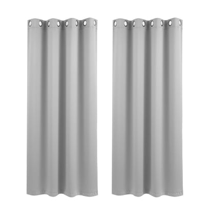 Artiss Blockout Curtains 2X 132x160cm Thermal Insulated Eyelet Drapes Grey - Image 2