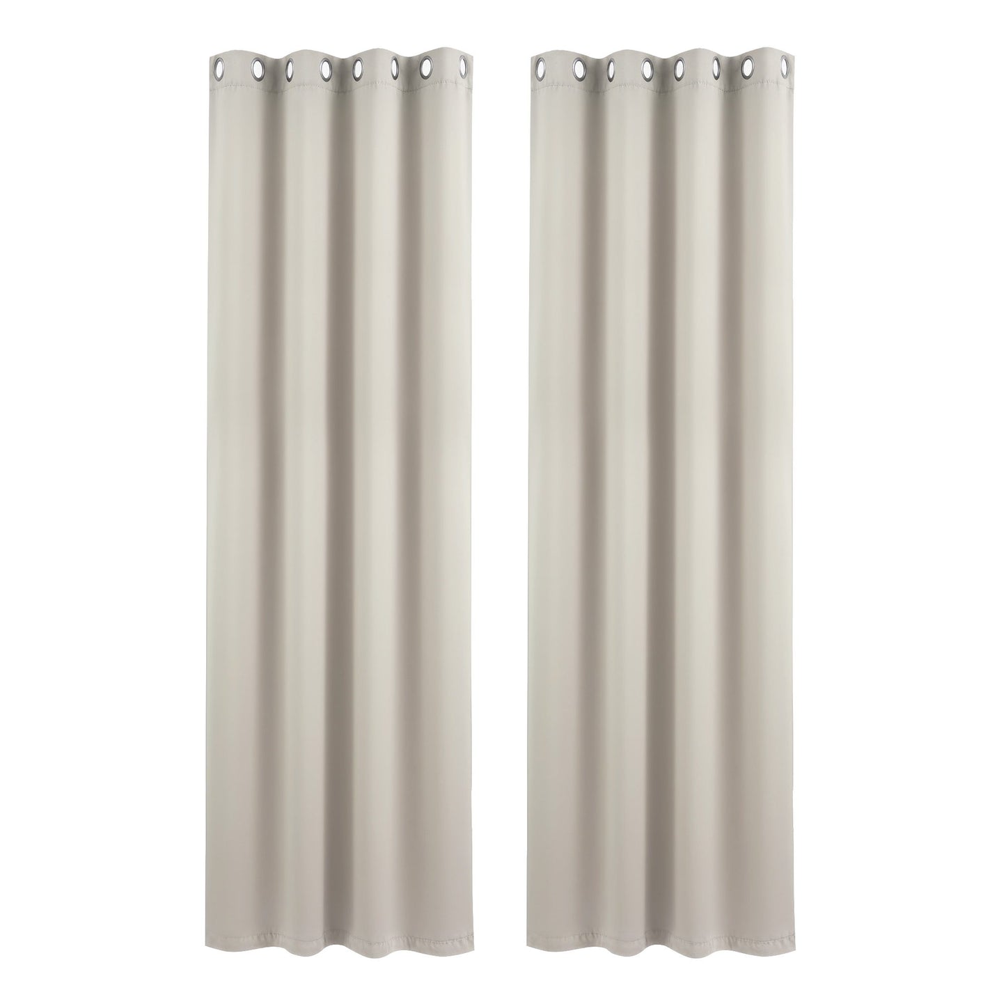 Artiss Blockout Curtains 2X 132x213cm Thermal Insulated Eyelet Drapes Beige - Image 2