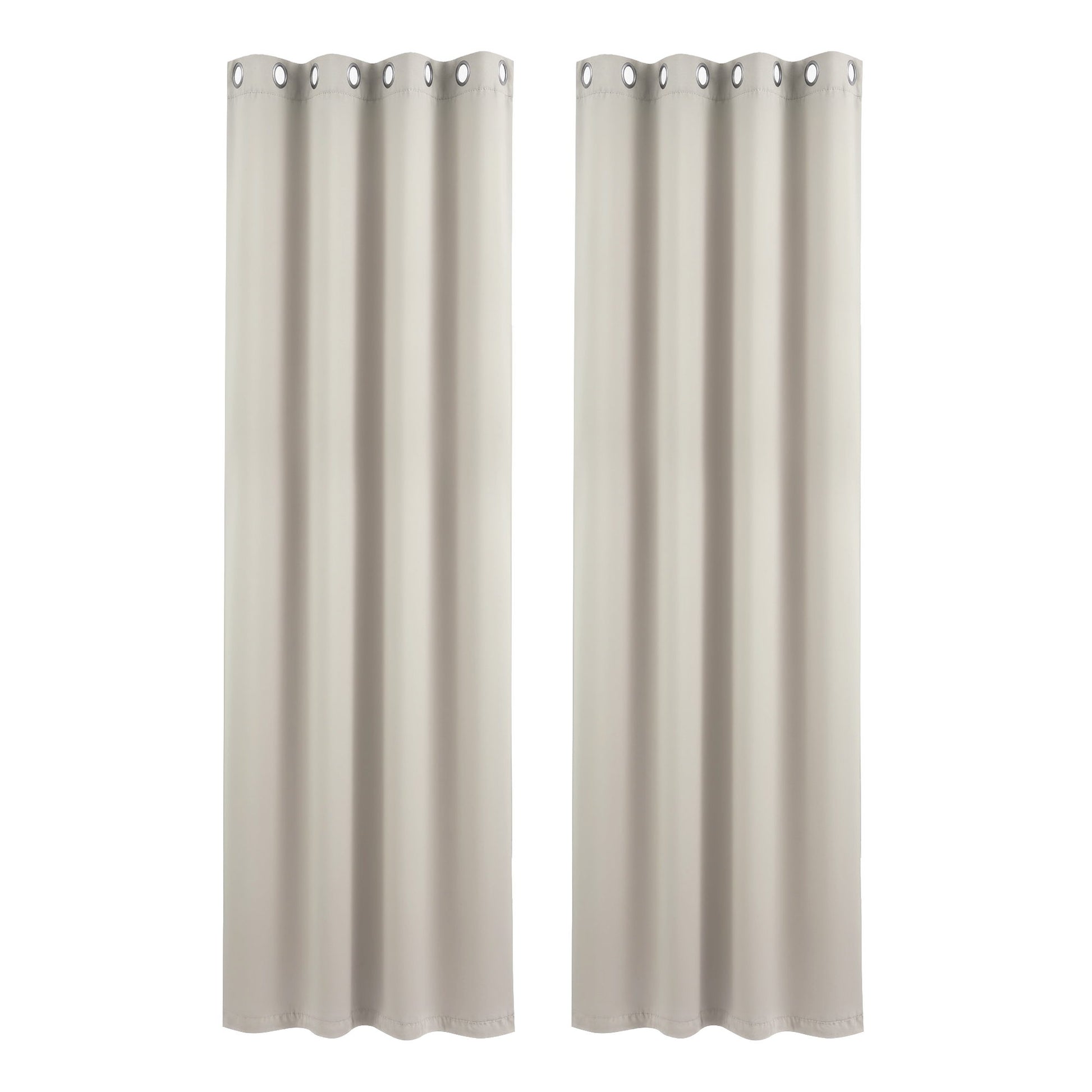 Artiss Blockout Curtains 2X 132x213cm Thermal Insulated Eyelet Drapes Beige - Image 2