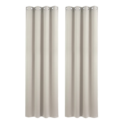 Artiss Blockout Curtains 2X 132x213cm Thermal Insulated Eyelet Drapes Beige - Image 2